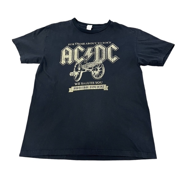 Ac/dc British Tour 1982 Shirt Medium Black Retro Vintage - Picture 1 of 9